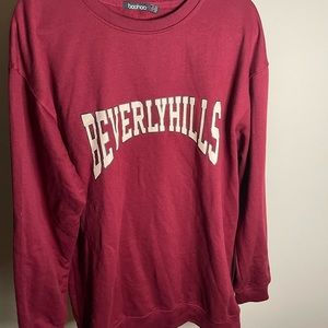 burgundy crew neck sweatshirt ‘beverly hills’